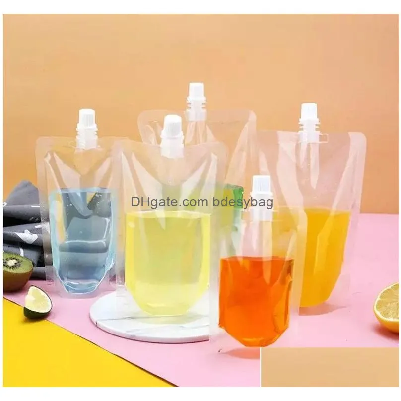 Packing Bags Wholesale Drink Pouches Stand-Up Packaging Bag Sealing Storage Disposable Milk Stand Up With Nozzle For Beverage 50-500Ml Dhxha