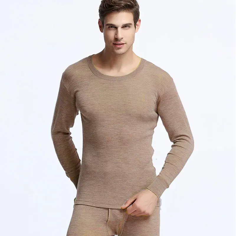 Men s Thermal Underwear 100 Merino Wool Winter Warm set Breathable 200gsm weight Tops Pants Set 230830