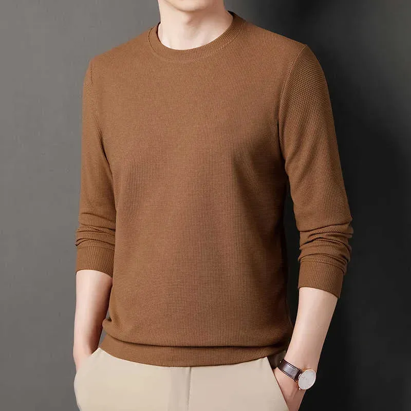 Men`s Sweaters BROWON 2022 Sweter Fashion Musim Semi Gugur Pria Atasan Kasual Pullover Leher Bulat Lengan Panjang G221010