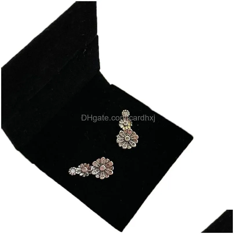 Stud Sparkling Daisy Flower Trio Earrings Original Box For 925 Sterling Sier Pendant Earring Women Wedding Jewelry Set8011836 Drop De Dhaik