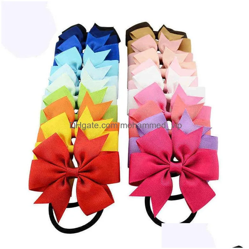 10pcs/lot kids hair accessories bowknot elastic hair bands colorful scrunchies fashion headbands girls ponytail holder aa220323