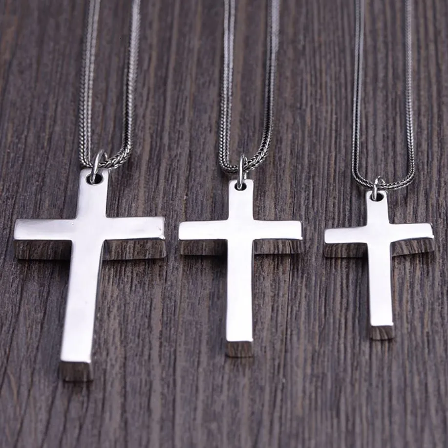 Pendant Necklaces S Sterling Sier Minimalist Bright Cross for Wome Men Lover Pure Fashion Christian Jewelry Chain Accessories 230625