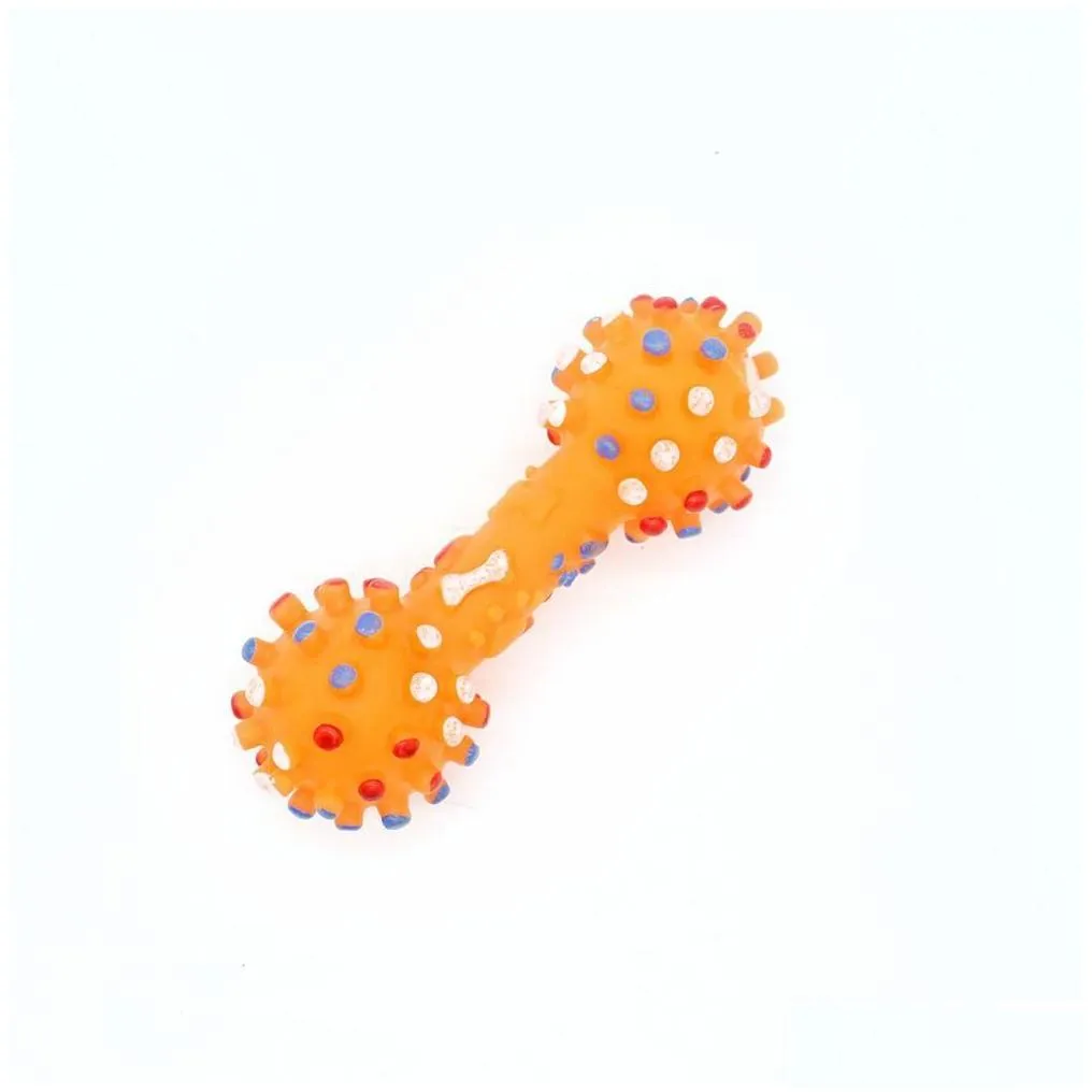 Dog Toys Chews Dog Toys Colorf Dotted Dumbbell Shaped Squeeze Squeaky Faux Bone Pet Chew For Dogs Xb1 Home Garden Pet Supplies Dog S