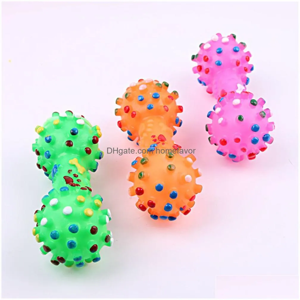 dog toys colorful dotted dumbbell shaped dog toys squeeze squeaky faux bone pet chew toys for dogs xb1