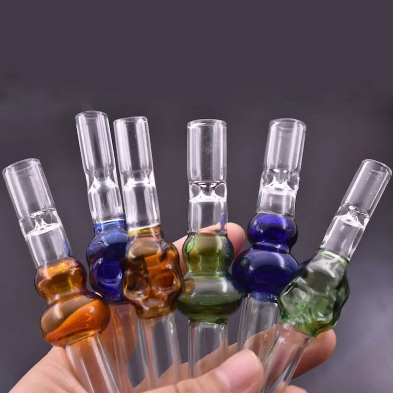 Wholesale Gourd Glass hand tobacco pipe Mix colorful Skull shape Cigarette filter bat One Hitter Pipes for smoking Hookah accessories