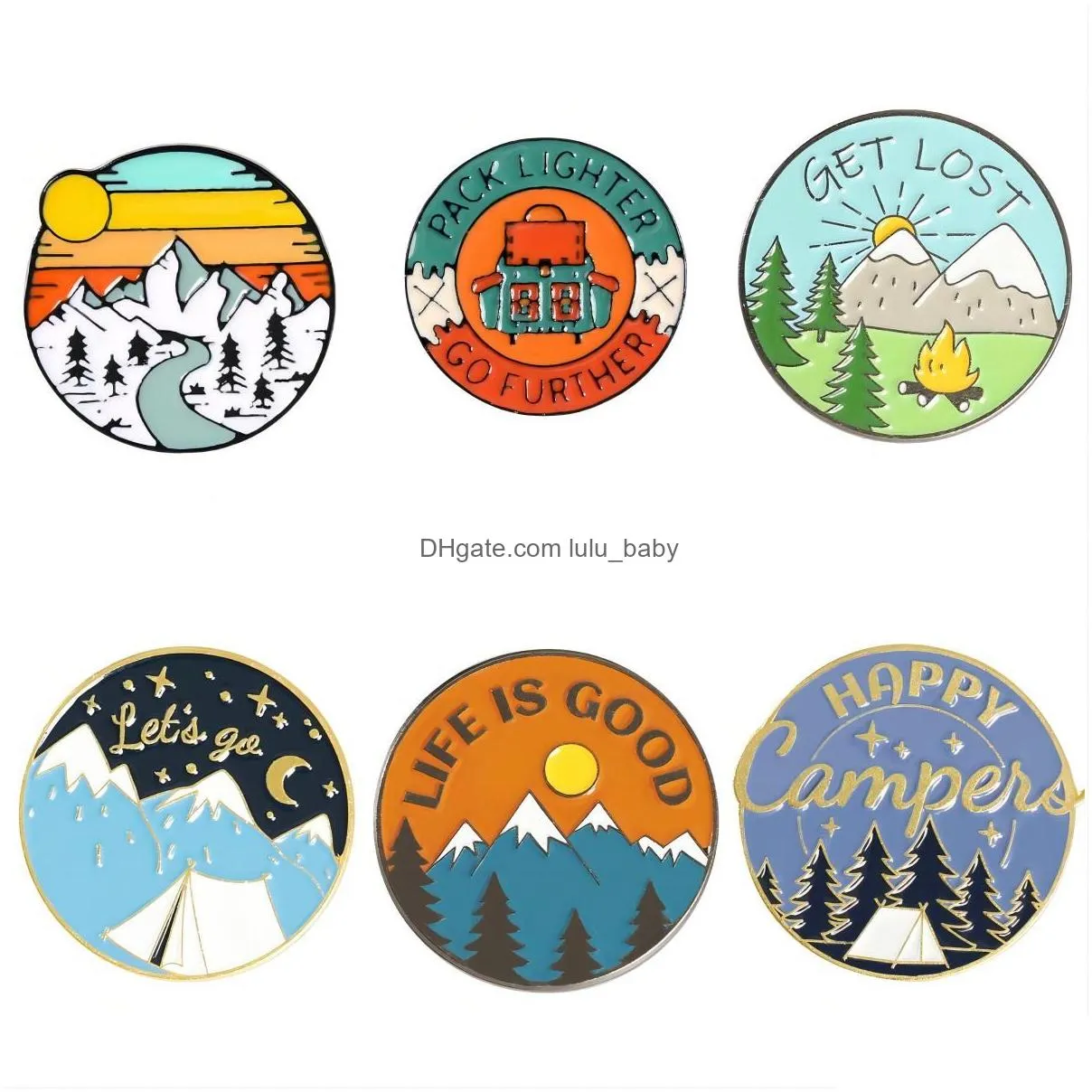 camping enamel brooch pins set aesthetic cute lapel badges cool pins for backpacks hat bag collar diy fashion jewelry accessories