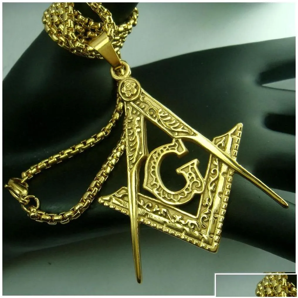 Pendant Necklaces 316 Stainless Steel Mason Signet Masonic Necklace Pendants Ag Emblem Charm Jewelry For Men Drop Delivery Dha4O