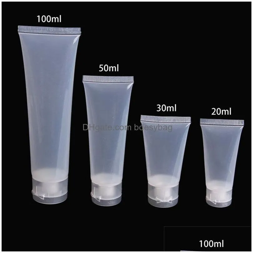 Packing Bottles Wholesale Clear Empty Refillable Plastic Squeeze Soft Tubes Bottle Cap Cosmetic Body Hand Lotion Shampoo 5Ml-100Ml Dro Dhacr