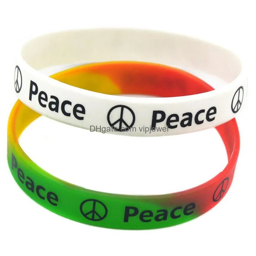 1pc peace silicone wristband for charity activities gift printed logo adult size 2 colors