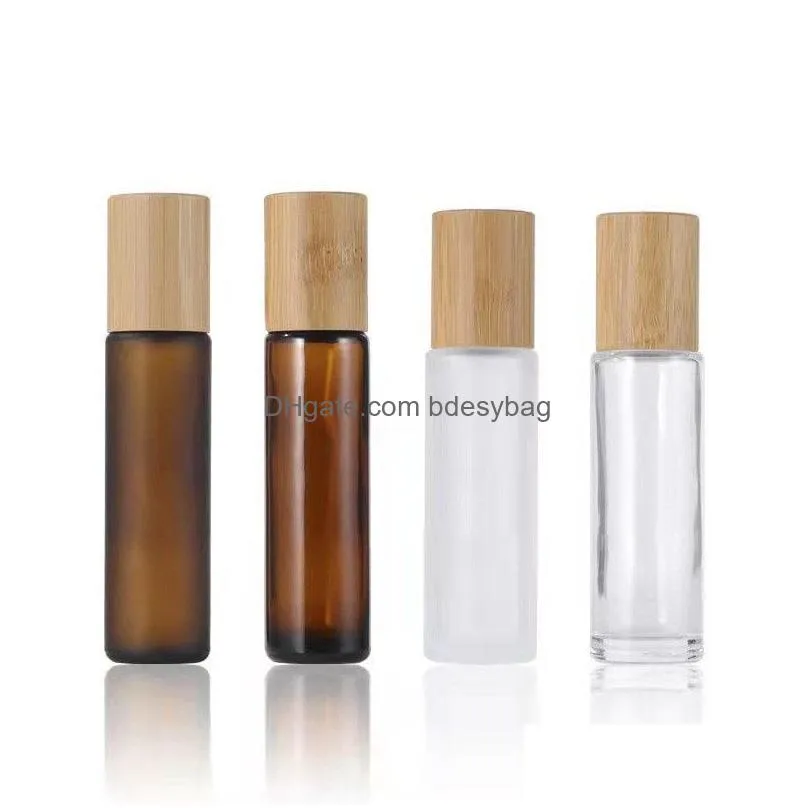 Roll On Bottles Wholesale 5Ml 10Ml Frosted Clear Glass Roller With Metal Rollers Ball  Oil Vials Bamboo Cap Drop Delivery Off Dhimf