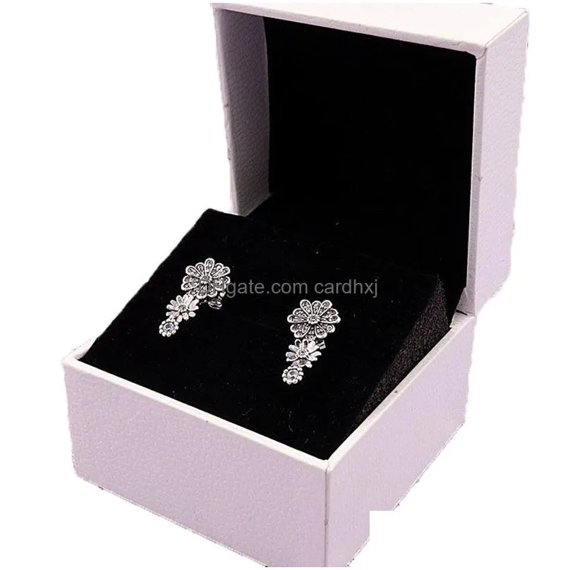 Stud Sparkling Daisy Flower Trio Earrings Original Box For 925 Sterling Sier Pendant Earring Women Wedding Jewelry Set8011836 Drop De Dhaik