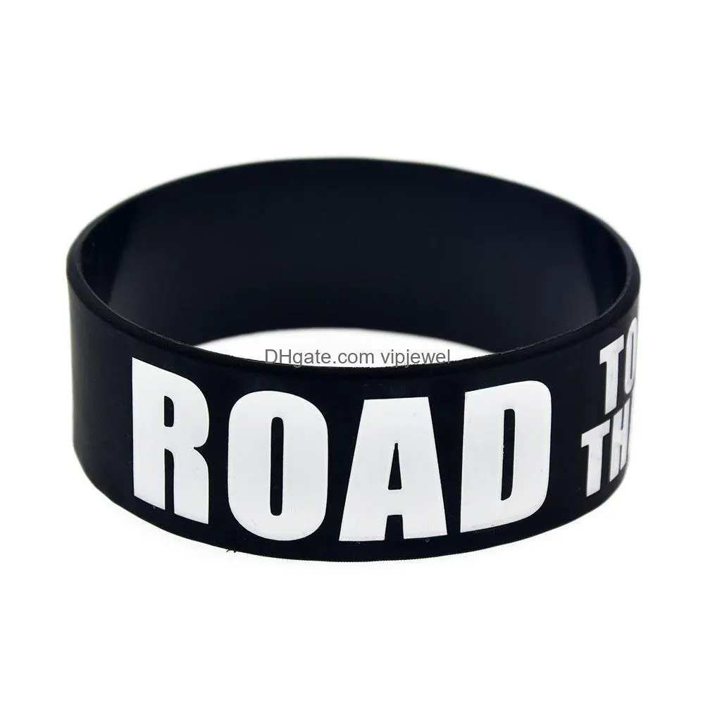 1pc road to the dream silicone wristband 1 inch wide flexible and strong fashion jewelry black