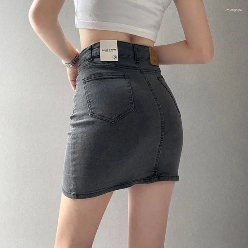 Skirts Denim Skirt For Women Y2K Streetwear Sexy Package Hip Mini Female Korean Style High Waist Thin Short Jean