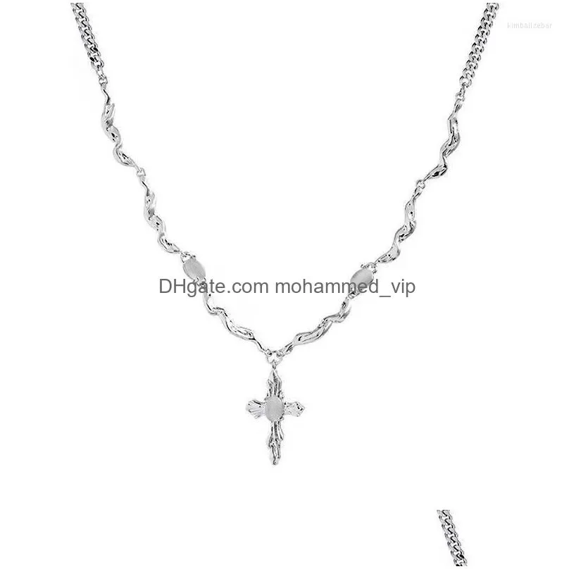 pendant necklaces y2k exquisite cross long necklace ladies men couple senior jewelry birthday party gift wholesale fashion trend shiny