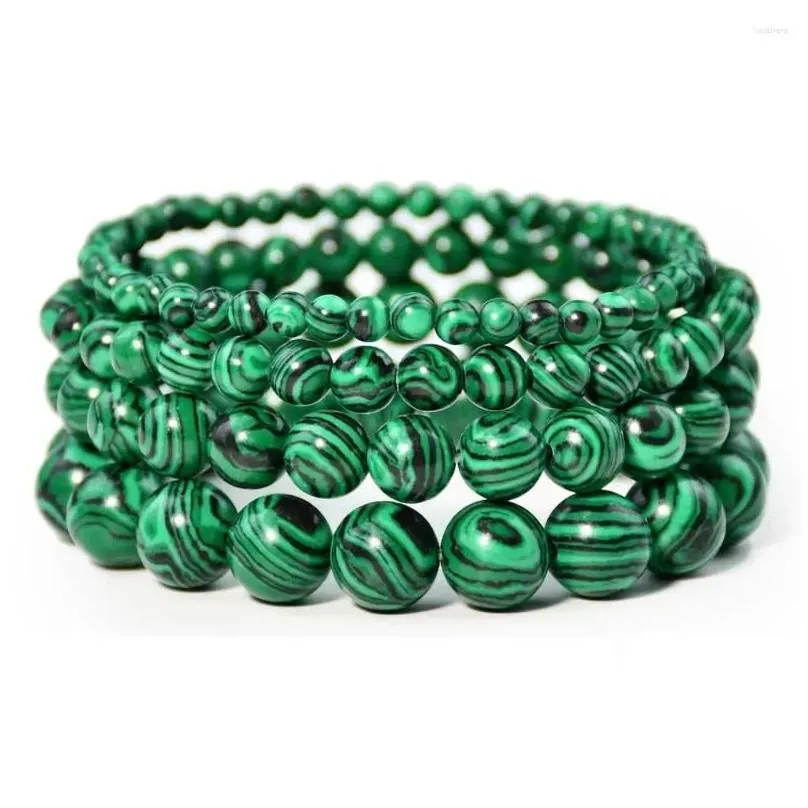 Strand Natural Green Malachite Stone Bracelet 4/6/8/10mm Handmade Round Beads Bracelets Couple Energy Yoga Men Women Jewelry