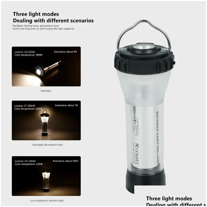 Portable Lanterns LED Lantern USB Charging With Bracket Camping Tent Lights Multifunctional 4W/630mAh Detachable For Outdoor Equipment