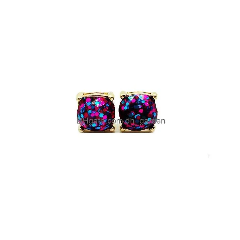 stud colorf party cute elegant design square glitter sweet earring high quality resins jewelry for men women holiday dro dhgarden