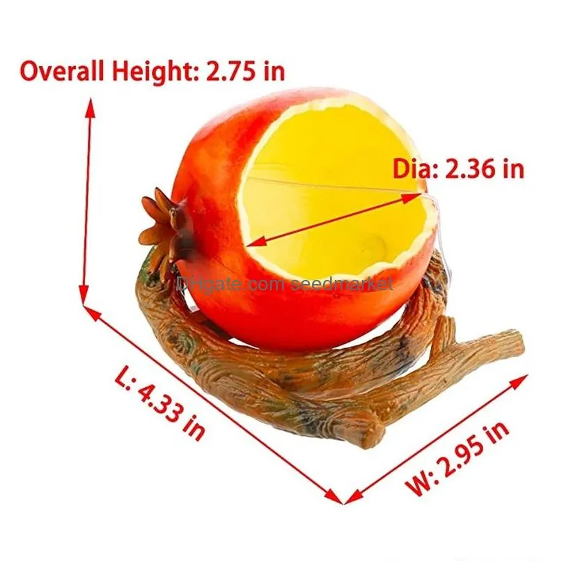 feeding 1pc funny fruit shape bird parrot feeder orange pomegranate food water feeding bowl container feeders for crates cages coop