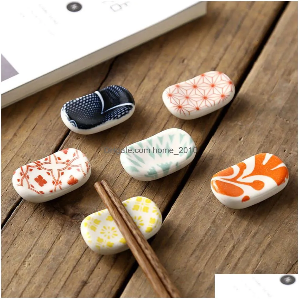 japanese rectangle ceramic chopstick rest colorful pillow chopsticks holder cute flatware stand tly028