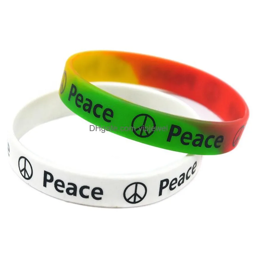 1pc peace silicone wristband for charity activities gift printed logo adult size 2 colors