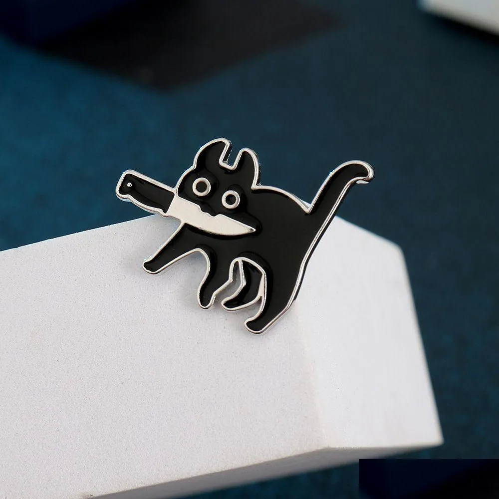 Cartoon Creative Black Cat Modeling -Enamel Pin Lapel Badges Brooch Funny Fashion Jewelry