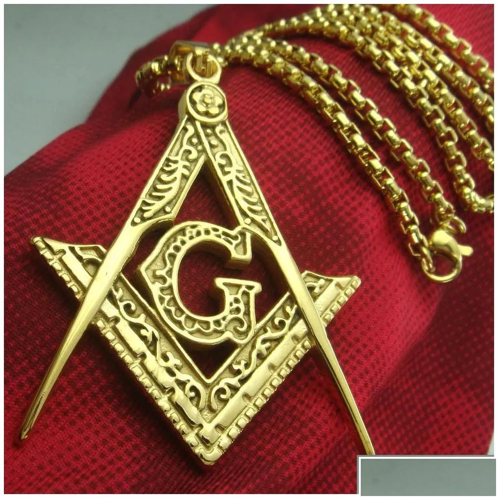 Pendant Necklaces 316 Stainless Steel Mason Signet Masonic Necklace Pendants Ag Emblem Charm Jewelry For Men Drop Delivery Dha4O