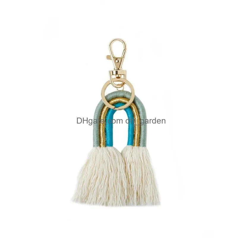Key Rings Update Fashion Women Boho Rainbow Tassel Key Ring Bag Hangs Gold Keychain Holder Jewelry Gift Drop Delivery Jewelr Dhgarden