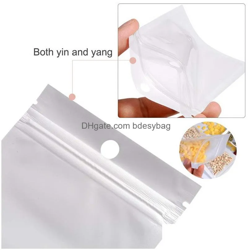 Packing Bags Wholesale 100Pcs/Lot White Smell Proof Bag Resealable Plastic Jewelry Pouches For Coffee Tea Cookie Food Storage Package Dhvck