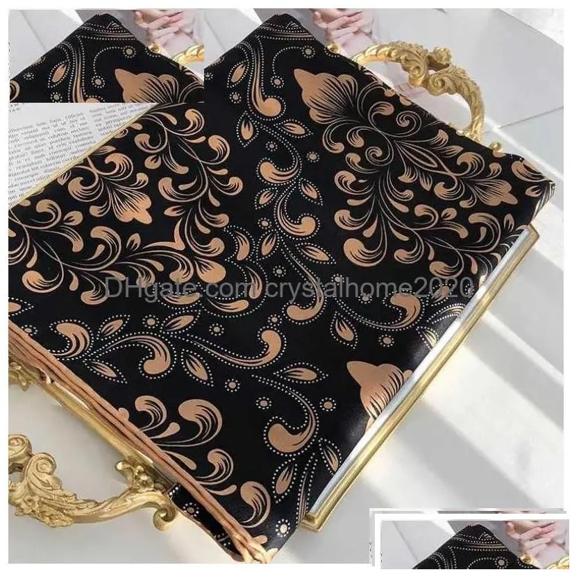 Scarves 110 110Cm Luxury Square Silk Scarf For Women Large Wrap Shawl Satin Print Hijab Designer Brand Muffler Female Foard Bandana Dh34D