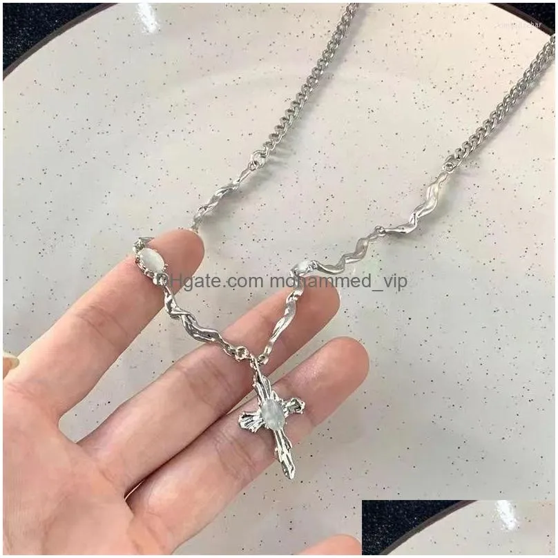 pendant necklaces y2k exquisite cross long necklace ladies men couple senior jewelry birthday party gift wholesale fashion trend shiny