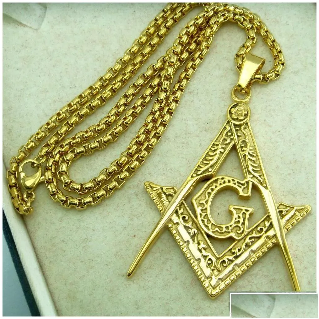 Pendant Necklaces 316 Stainless Steel Mason Signet Masonic Necklace Pendants Ag Emblem Charm Jewelry For Men Drop Delivery Dha4O