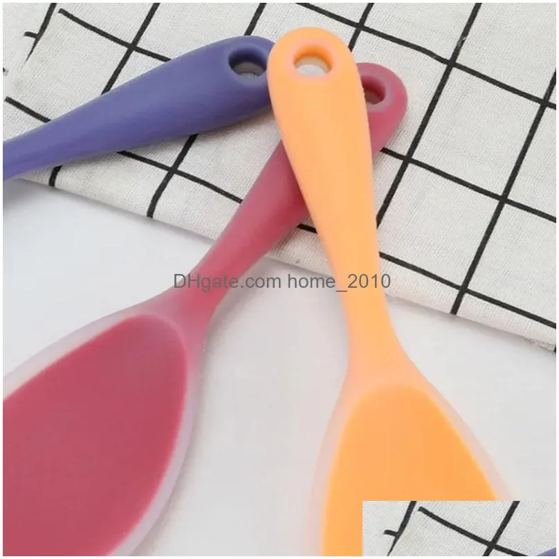 pure color silicone rice spoon household non stick rice shovel hanging spoons tableware home kitchen tool yfa1939