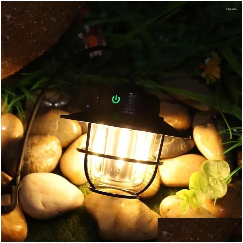 Portable Lanterns LED Lamp IPX4 Waterproof Hanging Ambient Light Type-C Charging Camping Lantern 4 Gear Stepless Dimming For Fishing