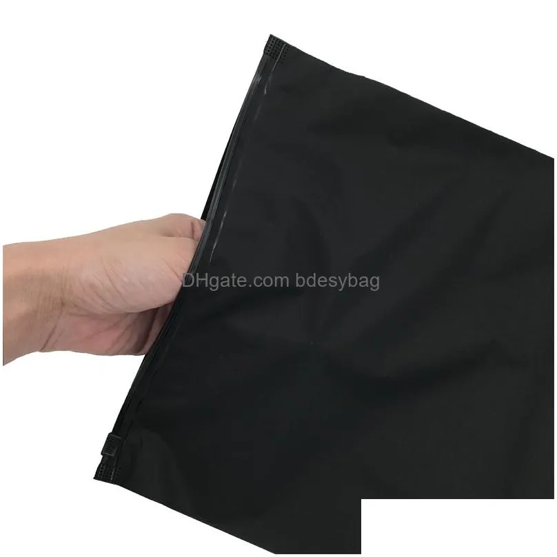 Packing Bags Wholesale Frosted Black Zipper Home Travel Clothing Underwear Panties Sock Packaging Storage Organizer Drop Delivery Offi Dhe3K
