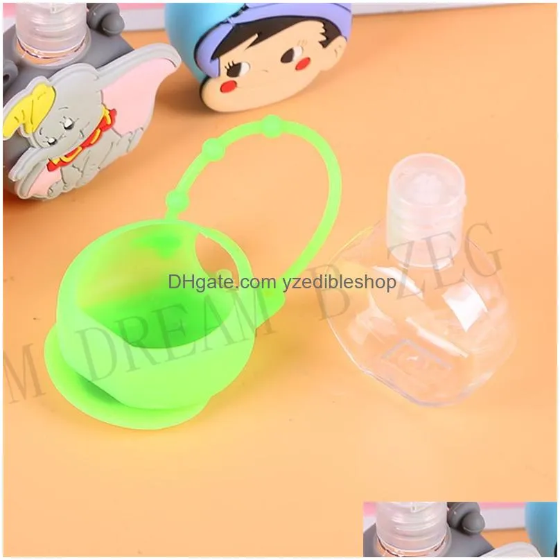 cute round hand sanitizer holder keychain 30ml refillable travel bottle cartoon mini bottle cover gel holder hand soap bottle