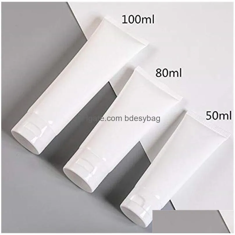 Packing Bottles Wholesale 15Ml 20Ml 30Ml 50Ml 100Ml White Plastic Cosmetic Tube Refillable Sample Jars Makeup Travel Containers Drop D Dhk4S