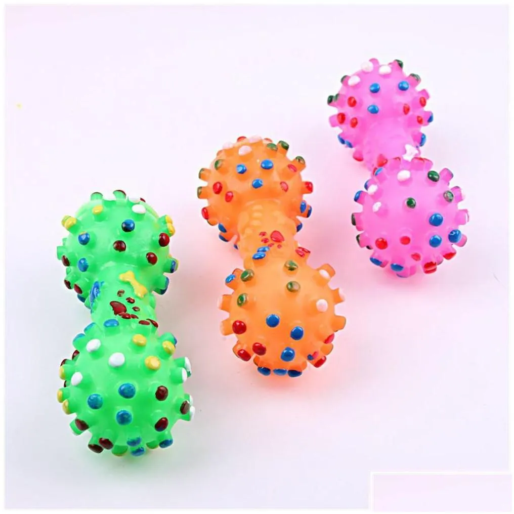 Dog Toys Chews Dog Toys Colorf Dotted Dumbbell Shaped Squeeze Squeaky Faux Bone Pet Chew For Dogs Xb1 Home Garden Pet Supplies Dog S