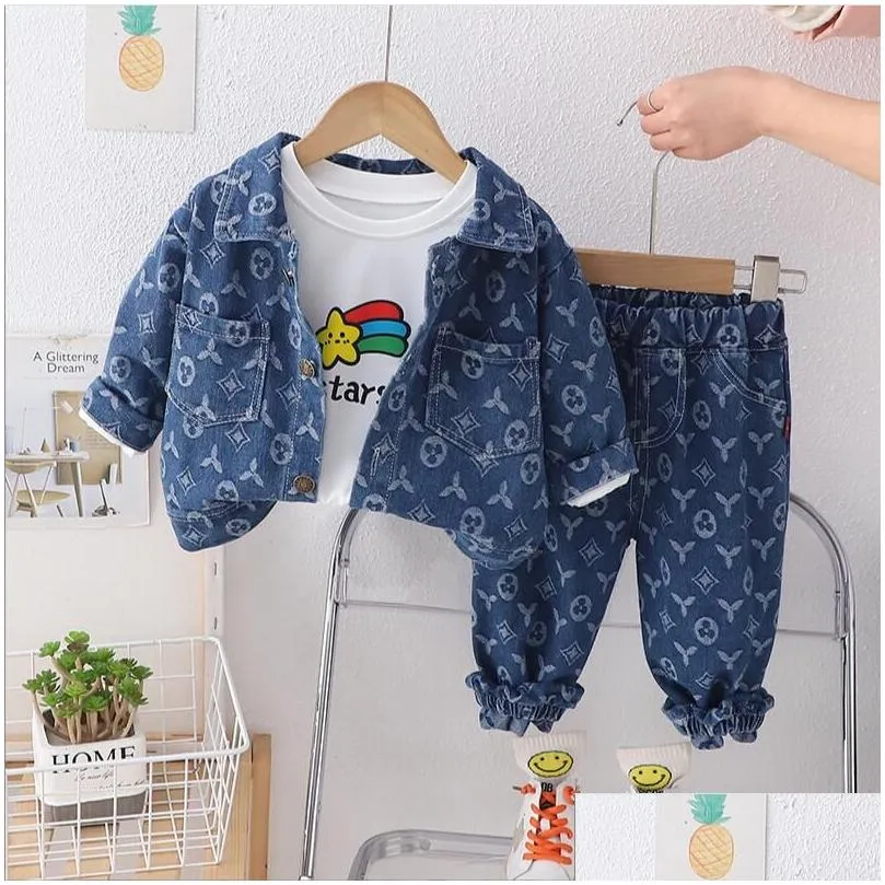 clothing sets spring autumn casual boy set 2024 fashion active denim jacket jeans pant kid children baby toddler clothingclothing dr