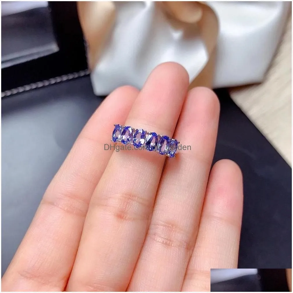 Rings Dainty Blue Gemstone Natural Tanzanite Anniversary 925 Sterling Sier Ring Birthstone Drop Delivery Jewelry Dhgarden Dhyln