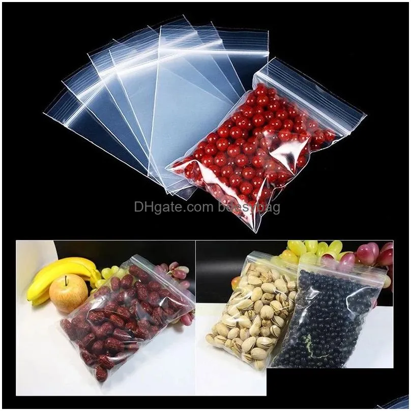 Packing Bags Wholesale 100Pcs/Lot Thicker Jewelry Poly Bag Pe Zipper Reopenable Zip Grip Seal Coin/Nail Packaging Pouch Transparent Dr Dhoyn