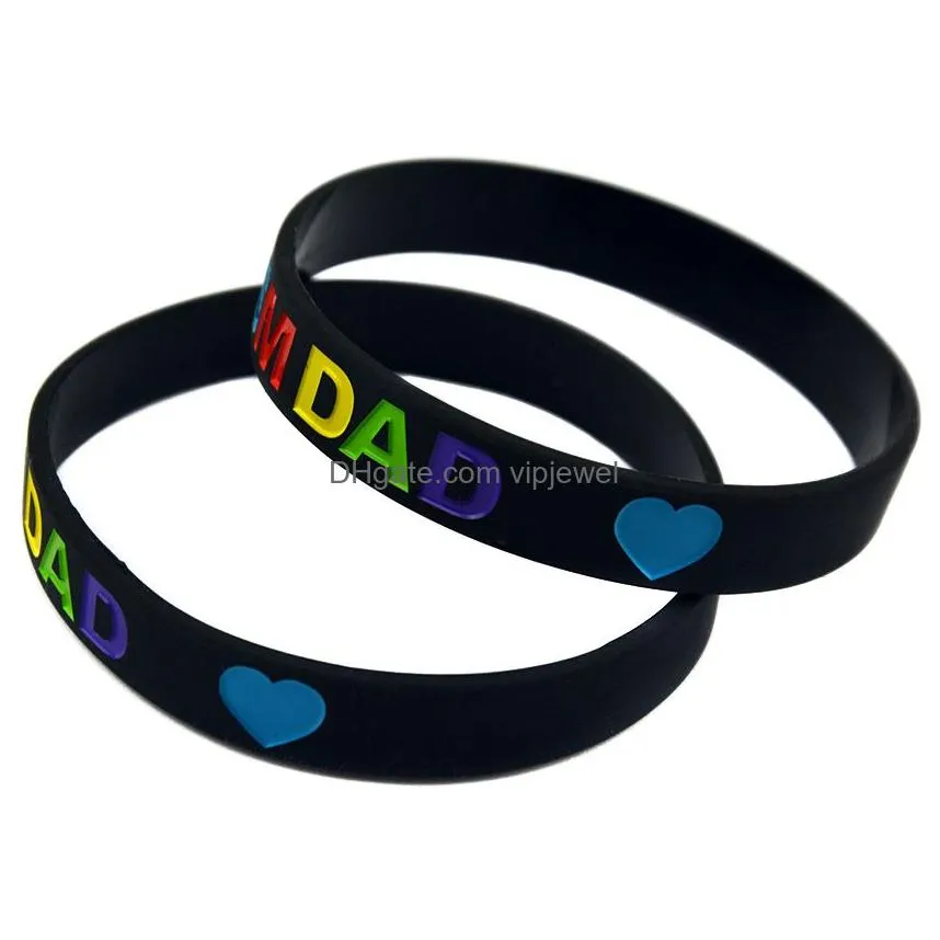 1pc love autism dad and mom silicone rubber wristband a way to show your support for them