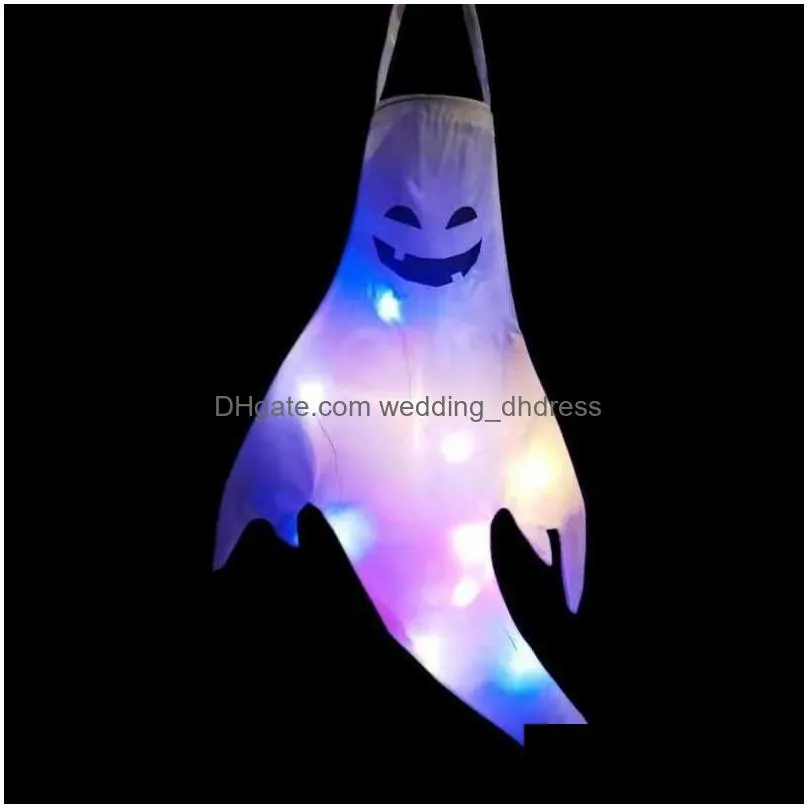  large led halloween outdoor light hanging ghost halloween party dress up glowing spooky lamp horror props home bar decoration