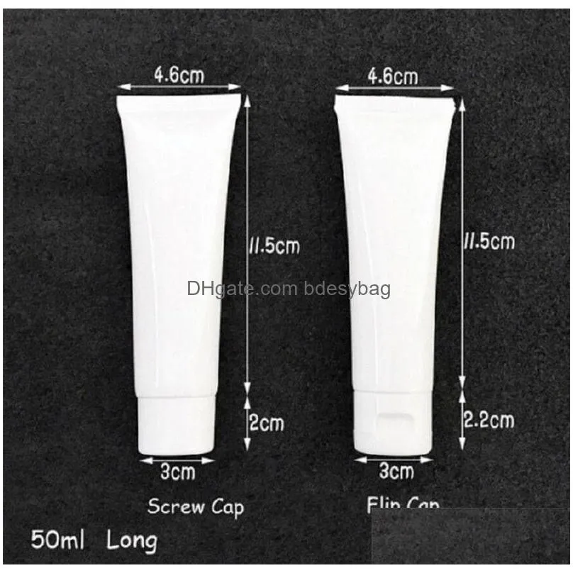 Packing Bottles Wholesale 15Ml 20Ml 30Ml 50Ml 100Ml White Plastic Cosmetic Tube Refillable Sample Jars Makeup Travel Containers Drop D Dhk4S