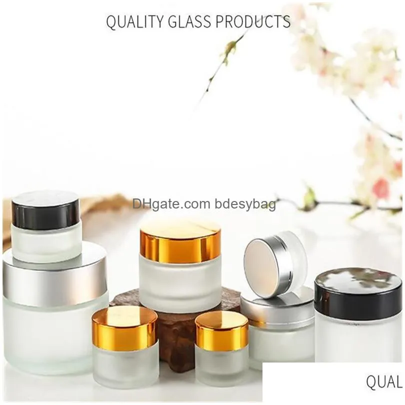 Packing Bottles Wholesale 5G 10G 15G 20G 30G 50G Cosmetic Empty Bottle Frosted Glass Jars Refillable Makeup Cream Container Packaging Dhtad