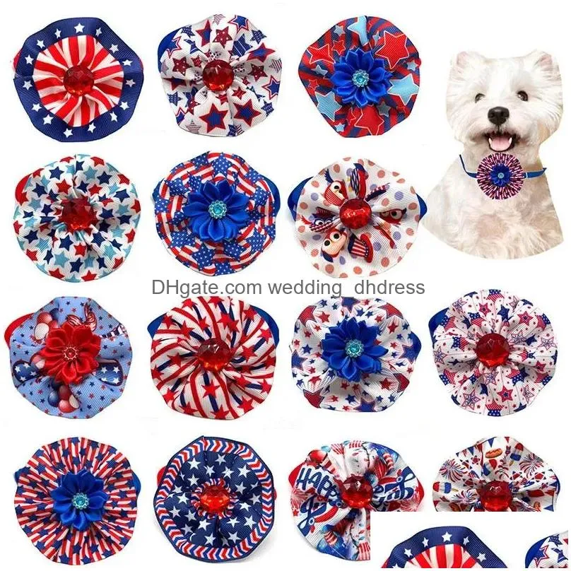 jackets 50pcs 4th of july independence days dog cat bowties pet collars puppy small dog bows pet tie grooming accessories supplie