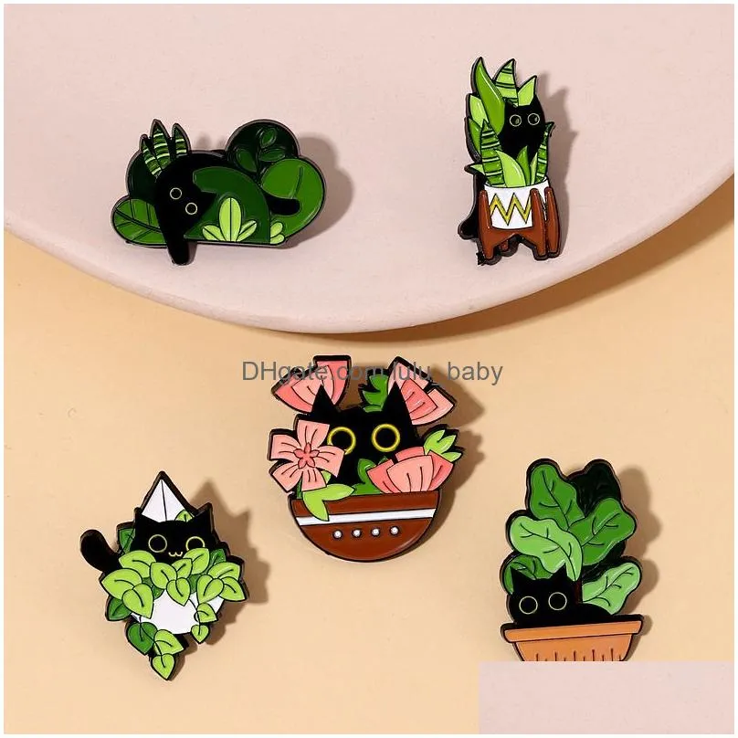 potted plants enamel brooch pins aesthetic cute lapel badges cool pins for backpacks hat bag collar diy fashion jewelry accessories