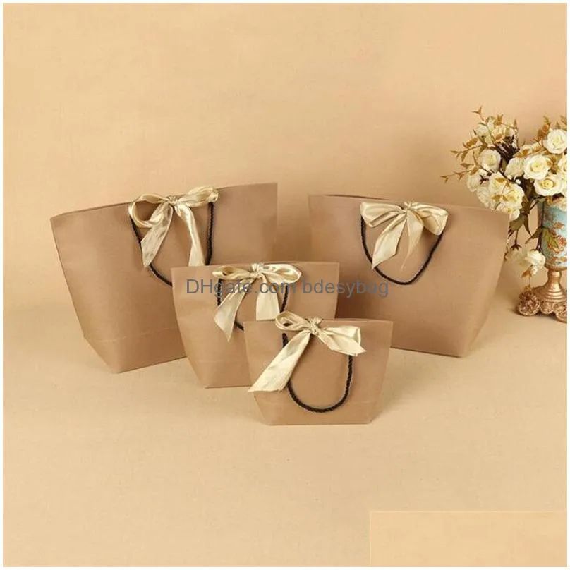 Packing Bags Wholesale Fashion 5 Colors Paper Gift Bag Boutique Clothes Packaging Cardboard Package Shop For Present Wrap Drop Deliver Dhce4