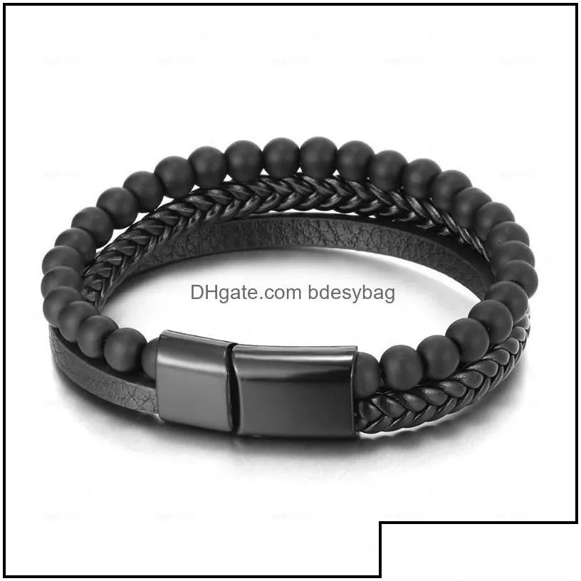 charm bracelets jewelry trendy people creative explosion style punk leather braided beaded mens bracelet fa dhb5k