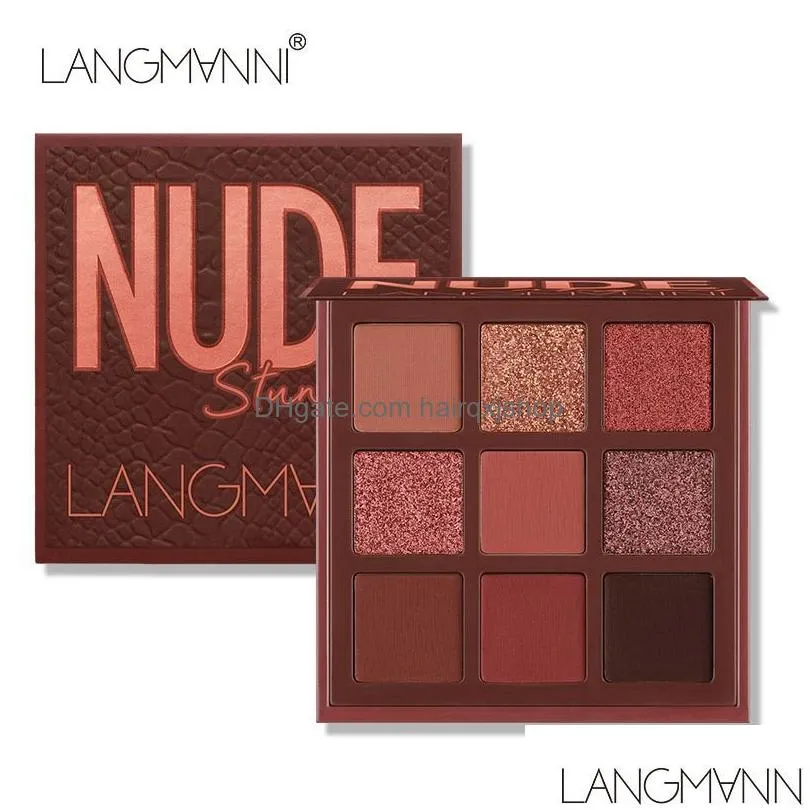 Eye Shadow Langmanni 9 Colors Nude Palette Matte Long Lasting Powder Makeup Cosmetics Drop Delivery Health Beauty Eyes Dhlkl