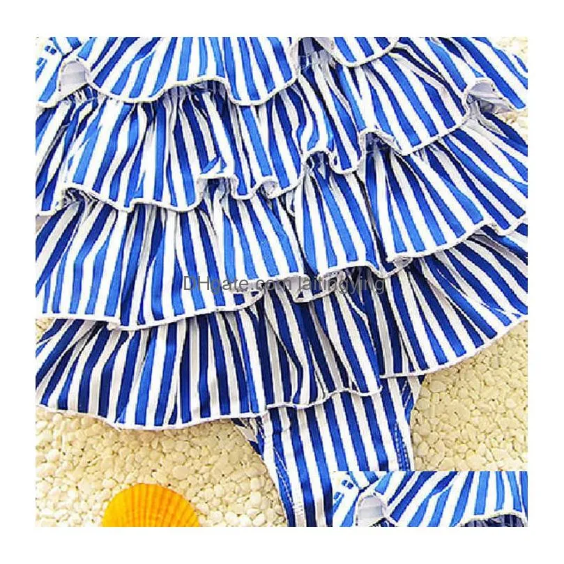 children swimsuits for girls baby kids beach swimwear navy style blue striped bathing suit 2 9 years swimming clothing